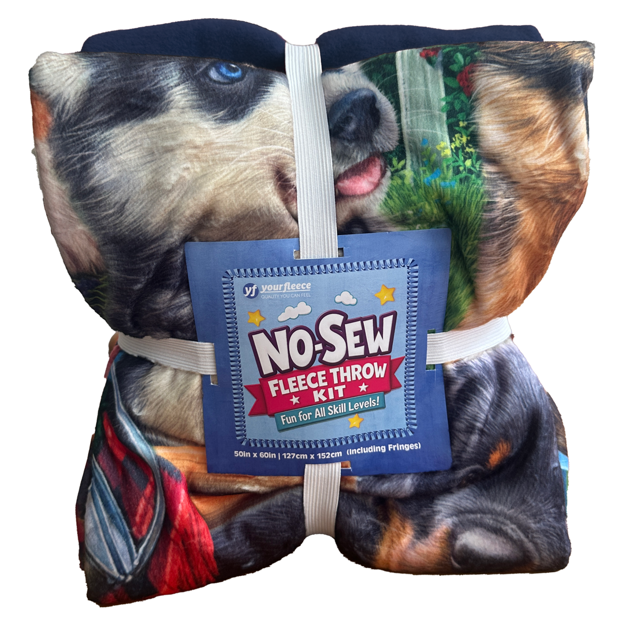 Puppy Dogs Play Silky Premium Fleece No-Sew Throw Fleece Fabric Kit